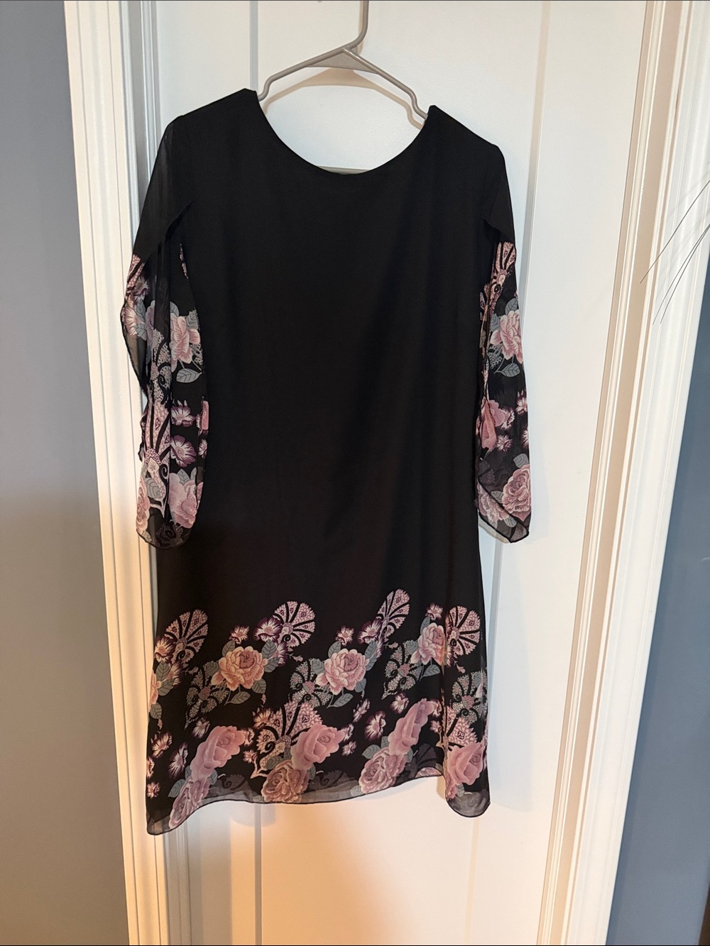 Grace Karin Black Dress with Pink Floral Accents